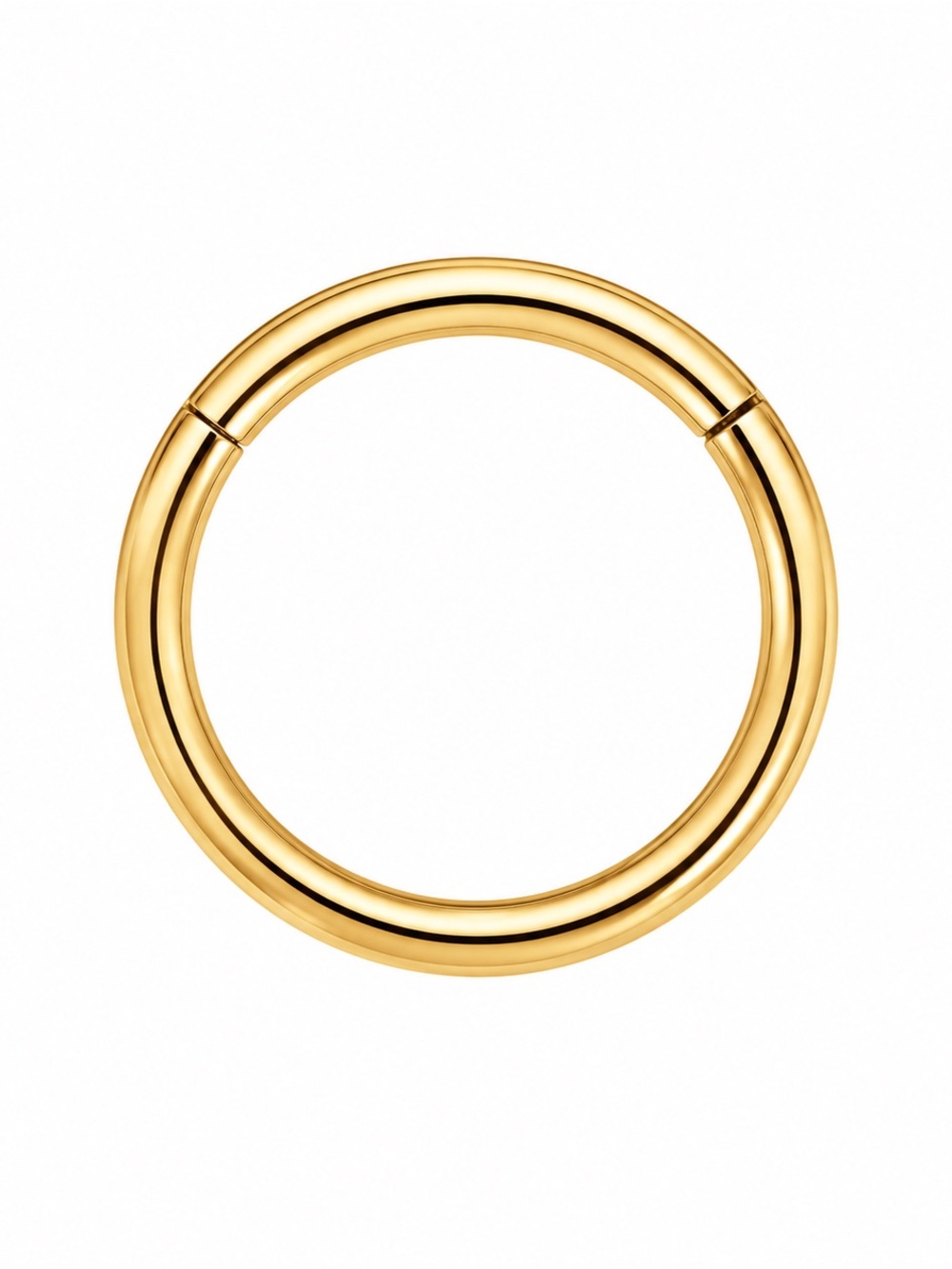 Gold Hinged Clicker Hoop Ring | 16G Stainless Steel Seamless Hoop